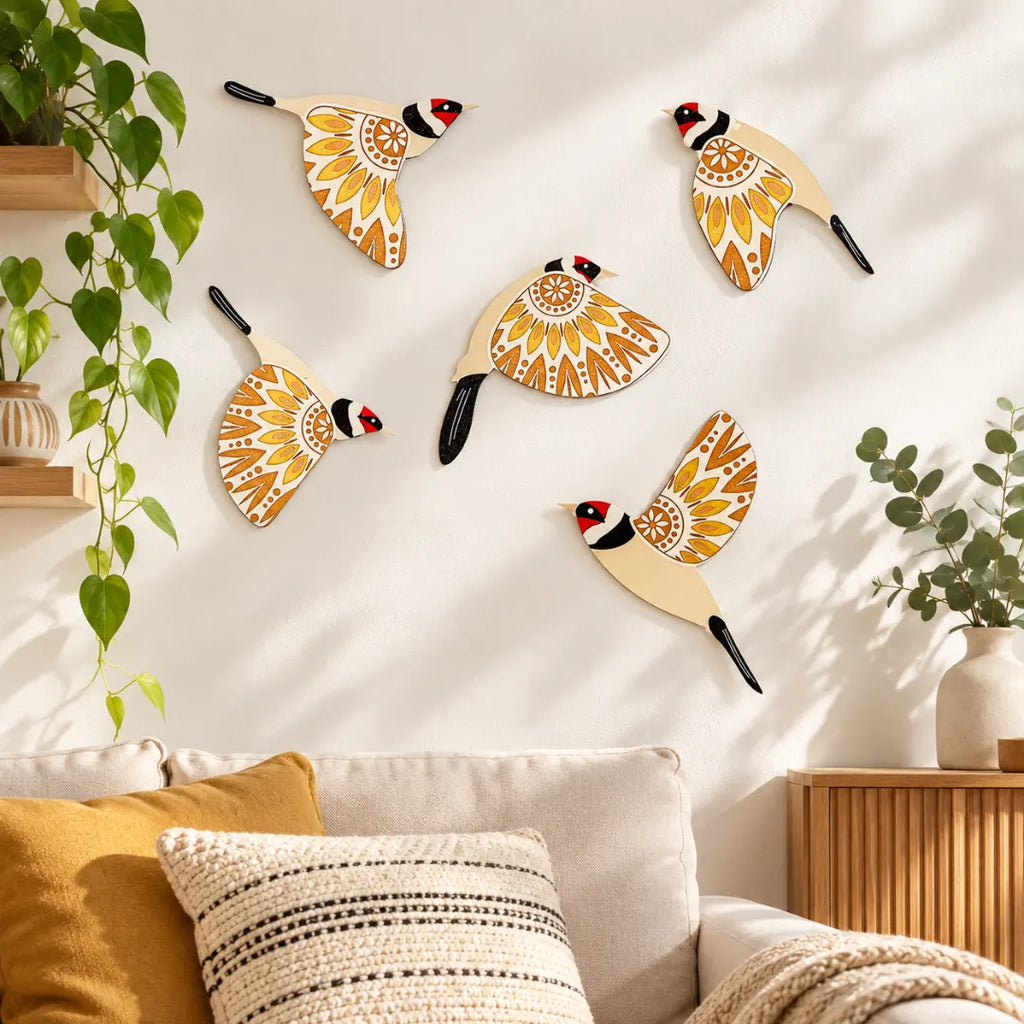 Wall Decor | Wooden Bird | 5-Piece Set