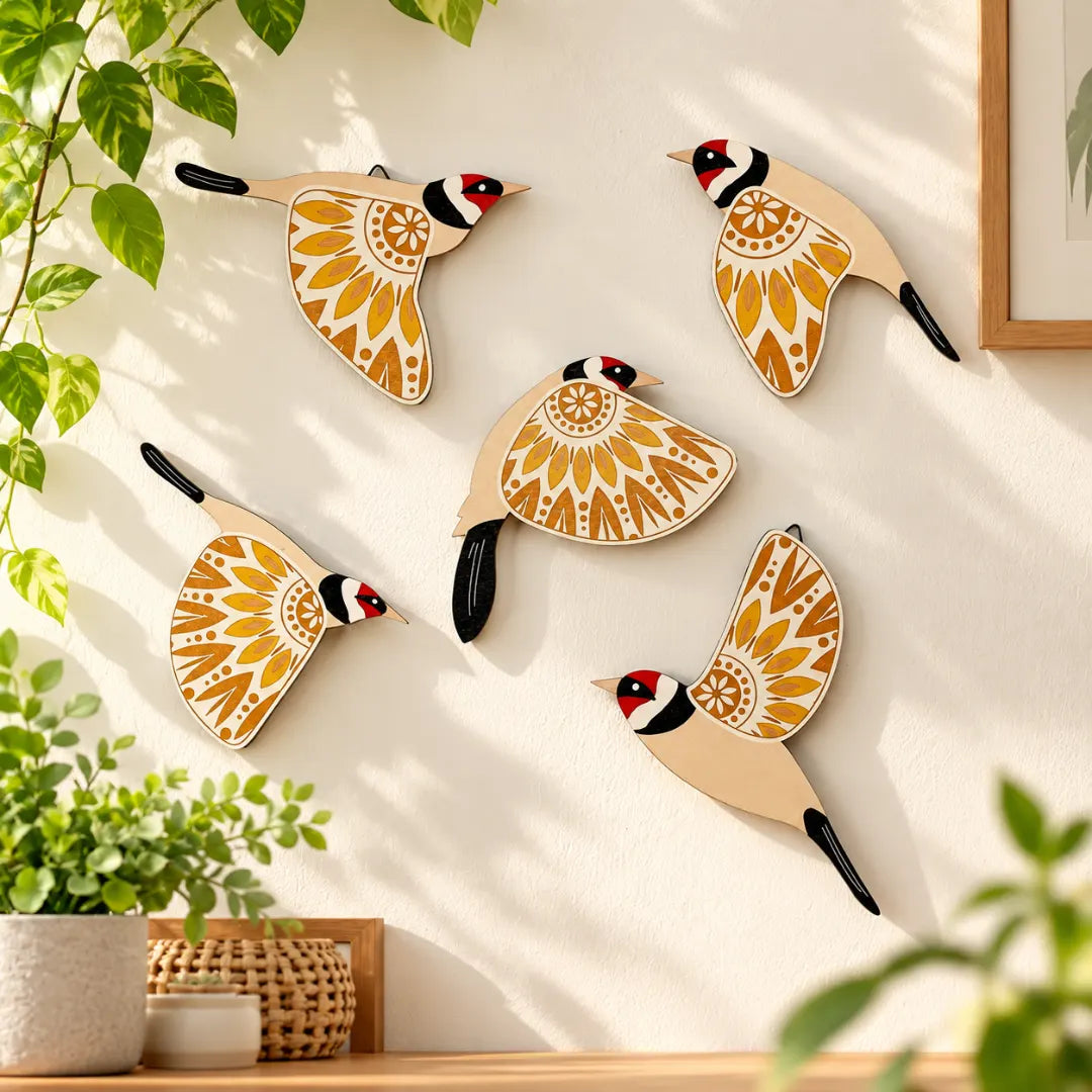 Wall Decor | Wooden Bird | 5-Piece Set