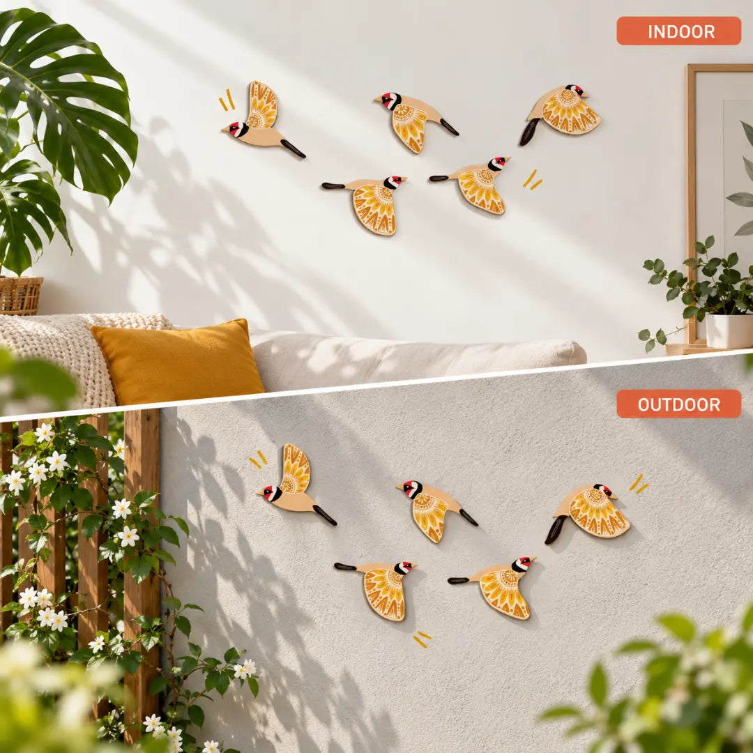 Wall Decor | Wooden Bird | 5-Piece Set