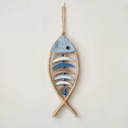 Wall Decoration | Wood & Rope Fishbone Design | 47 x 21 cm