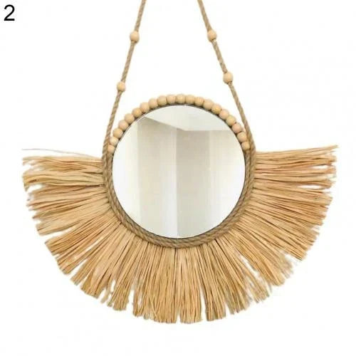 Wall Hanging | Handcrafted Boho Raffia & Bamboo Loop