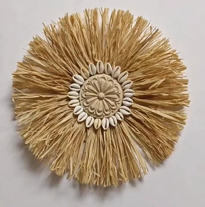 Wall Hanging | Handcrafted Boho Raffia & Bamboo Loop