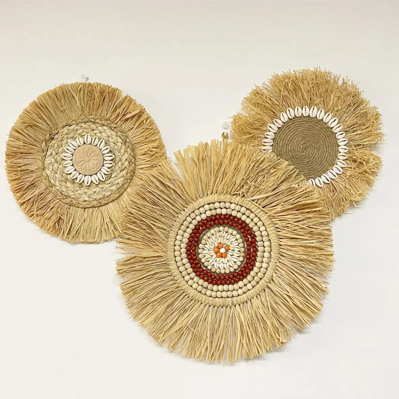 Wall Hanging | Handcrafted Boho Raffia & Bamboo Loop
