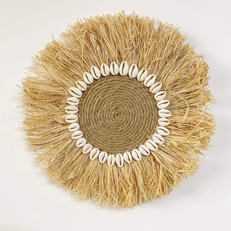 Wall Hanging | Handcrafted Boho Raffia & Bamboo Loop