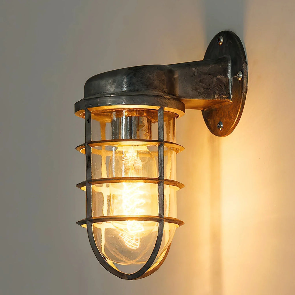 Wall Lamp | Aluminum & Clear Glass | Damp-Rated