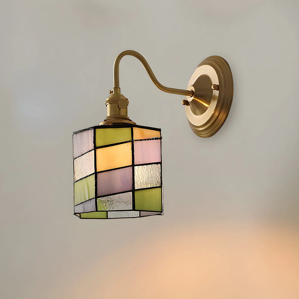 Wall Lamp | Art Deco Stained Glass & Copper Frame | E26/E27 Bulb Included