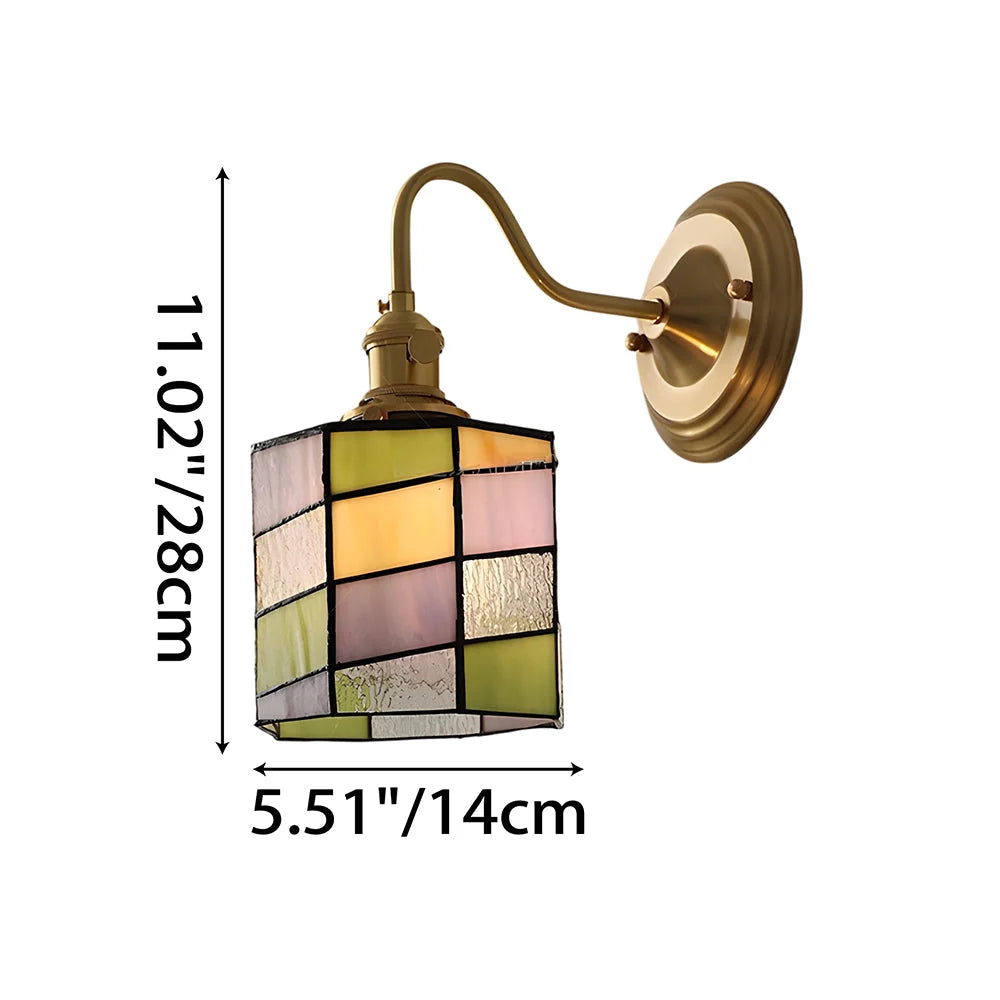 Wall Lamp | Art Deco Stained Glass & Copper Frame | E26/E27 Bulb Included
