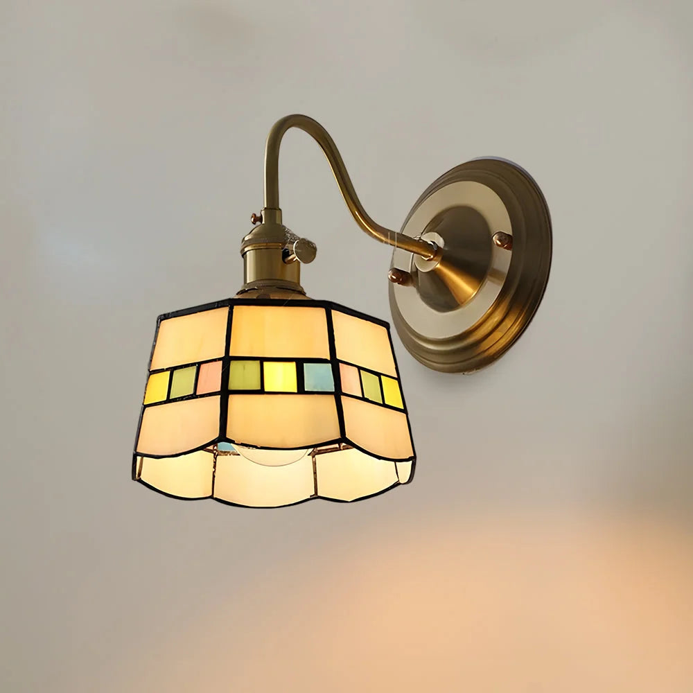 Wall Lamp | Art Deco Stained Glass & Copper Frame | E26/E27 Bulb Included