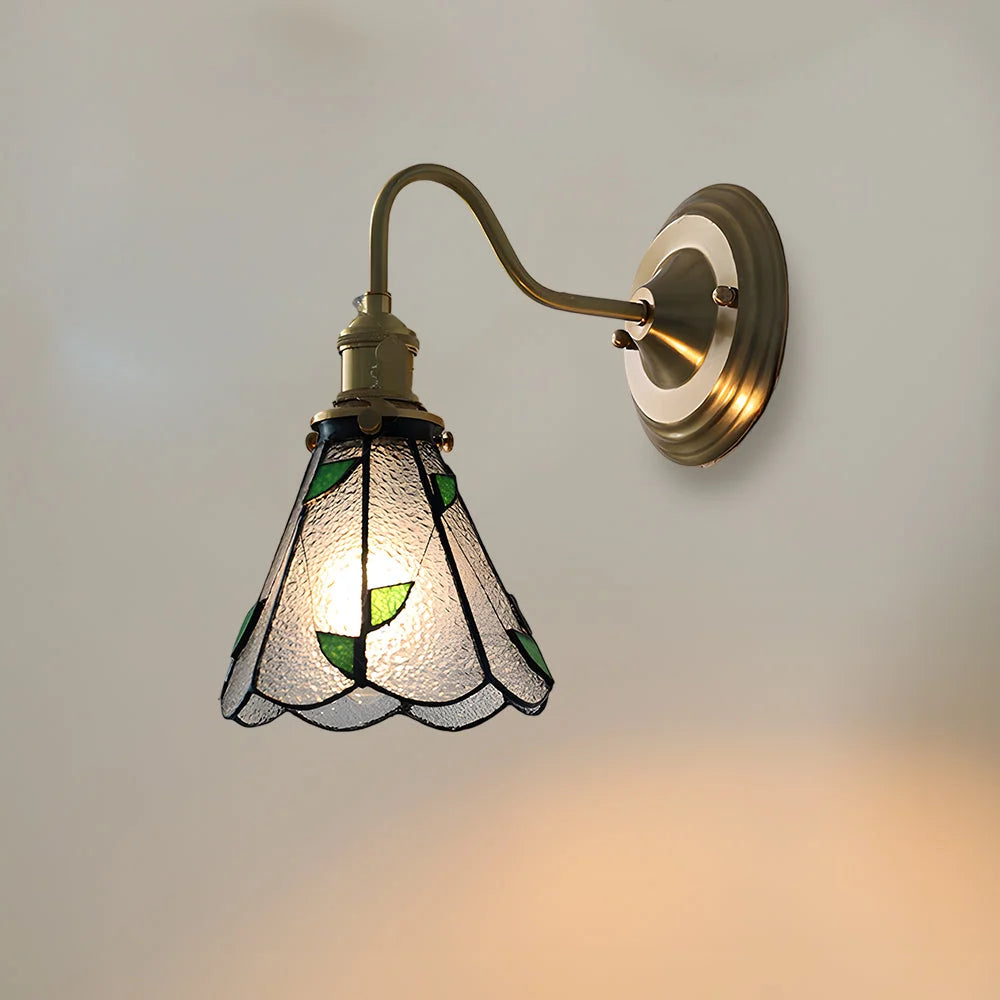 Wall Lamp | Art Deco Stained Glass & Copper Frame | E26/E27 Bulb Included
