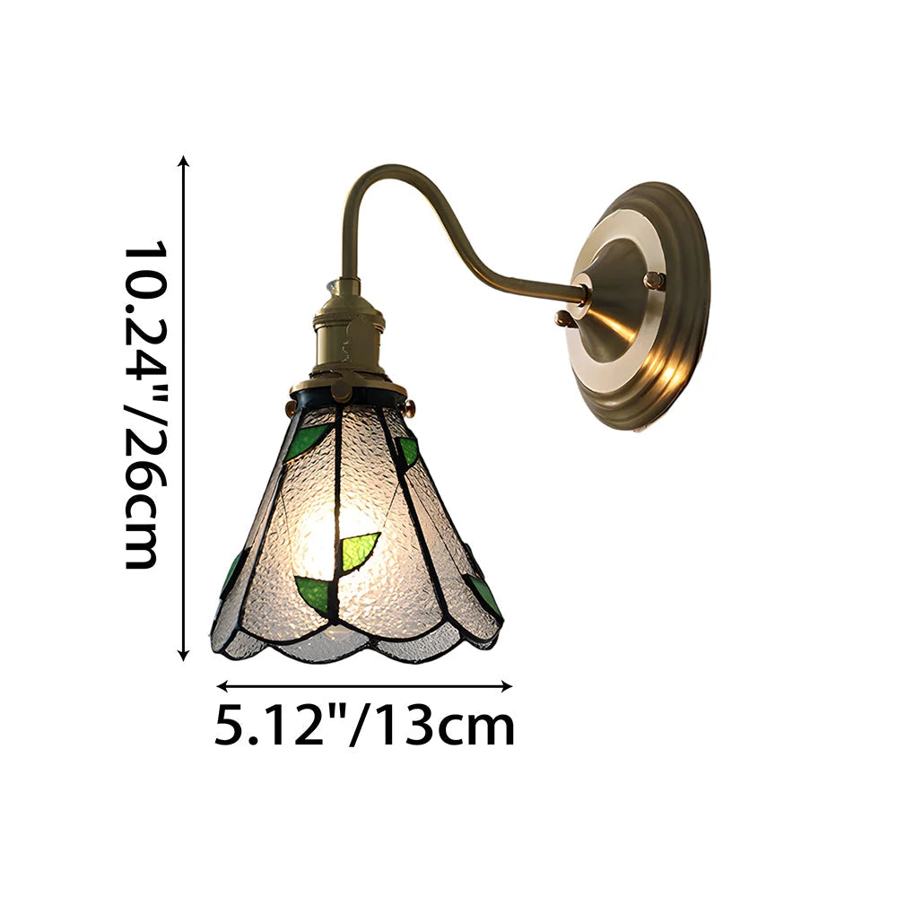 Wall Lamp | Art Deco Stained Glass & Copper Frame | E26/E27 Bulb Included