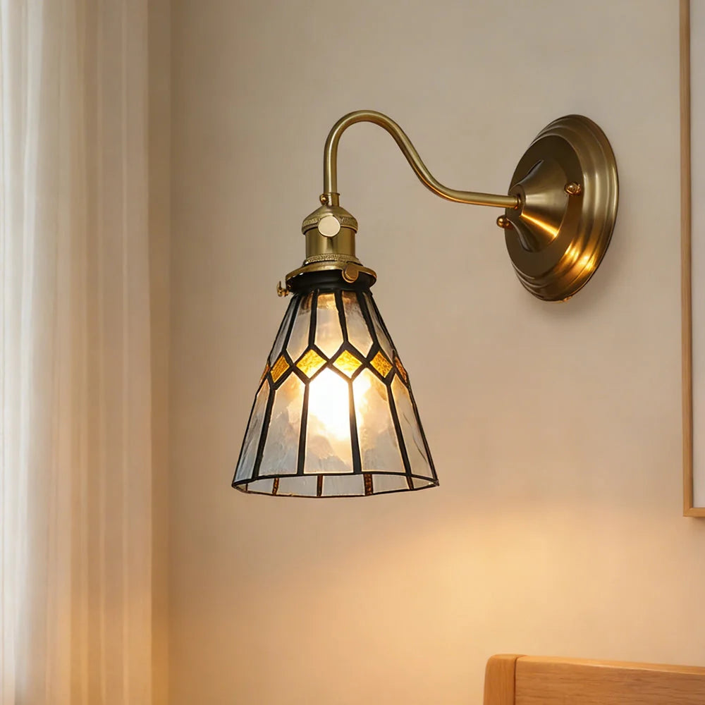Wall Lamp | Art Deco Stained Glass & Copper Frame | E26/E27 Bulb Included