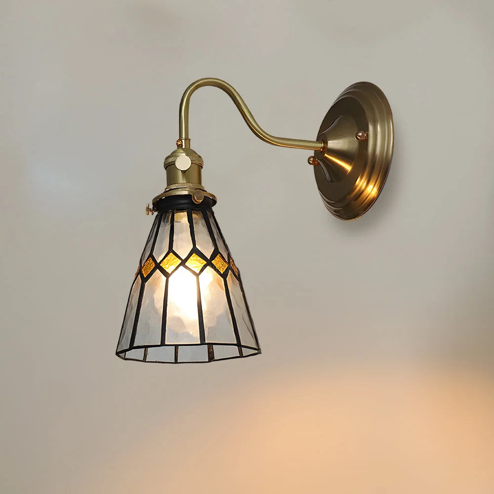 Wall Lamp | Art Deco Stained Glass & Copper Frame | E26/E27 Bulb Included
