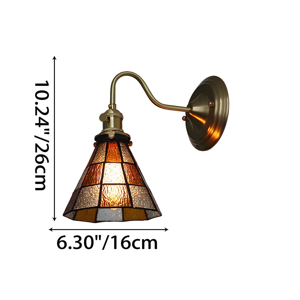 Wall Lamp | Art Deco Stained Glass & Copper Frame | E26/E27 Bulb Included