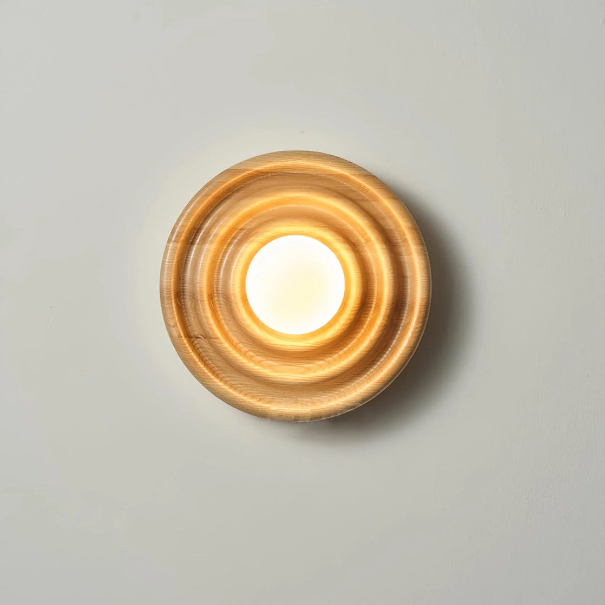 Wall Lamp | Ash Wood & Glass Globe | Dimmer Compatible