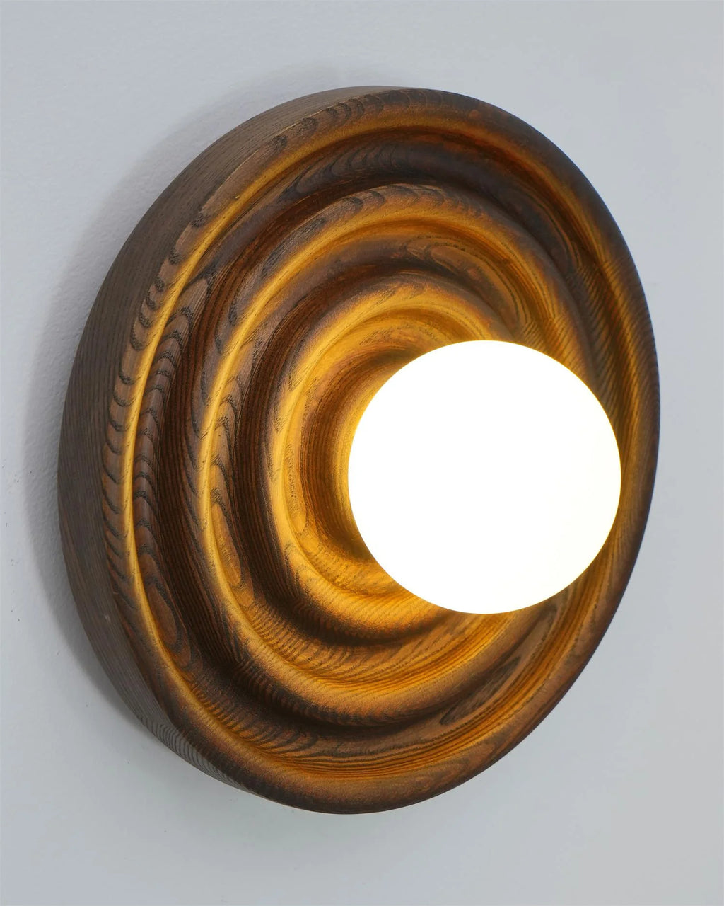 Wall Lamp | Ash Wood & Glass Globe | Dimmer Compatible