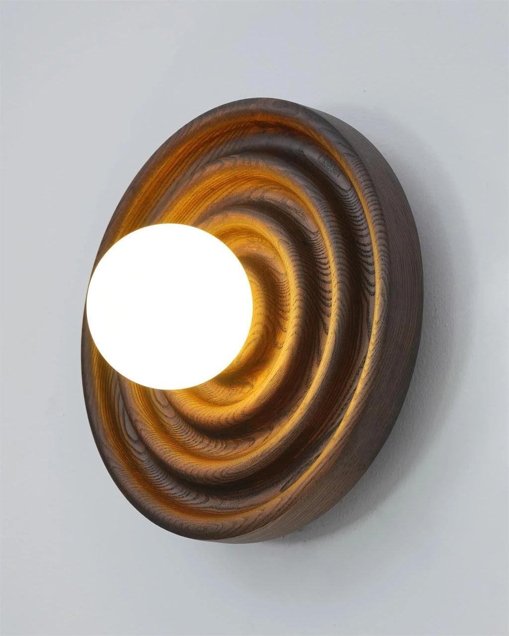 Wall Lamp | Ash Wood & Glass Globe | Dimmer Compatible