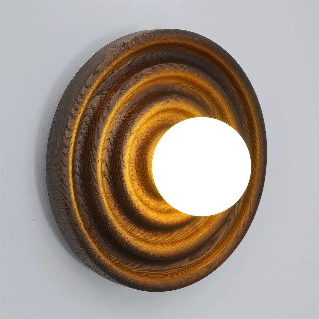 Wall Lamp | Ash Wood & Glass Globe | Dimmer Compatible