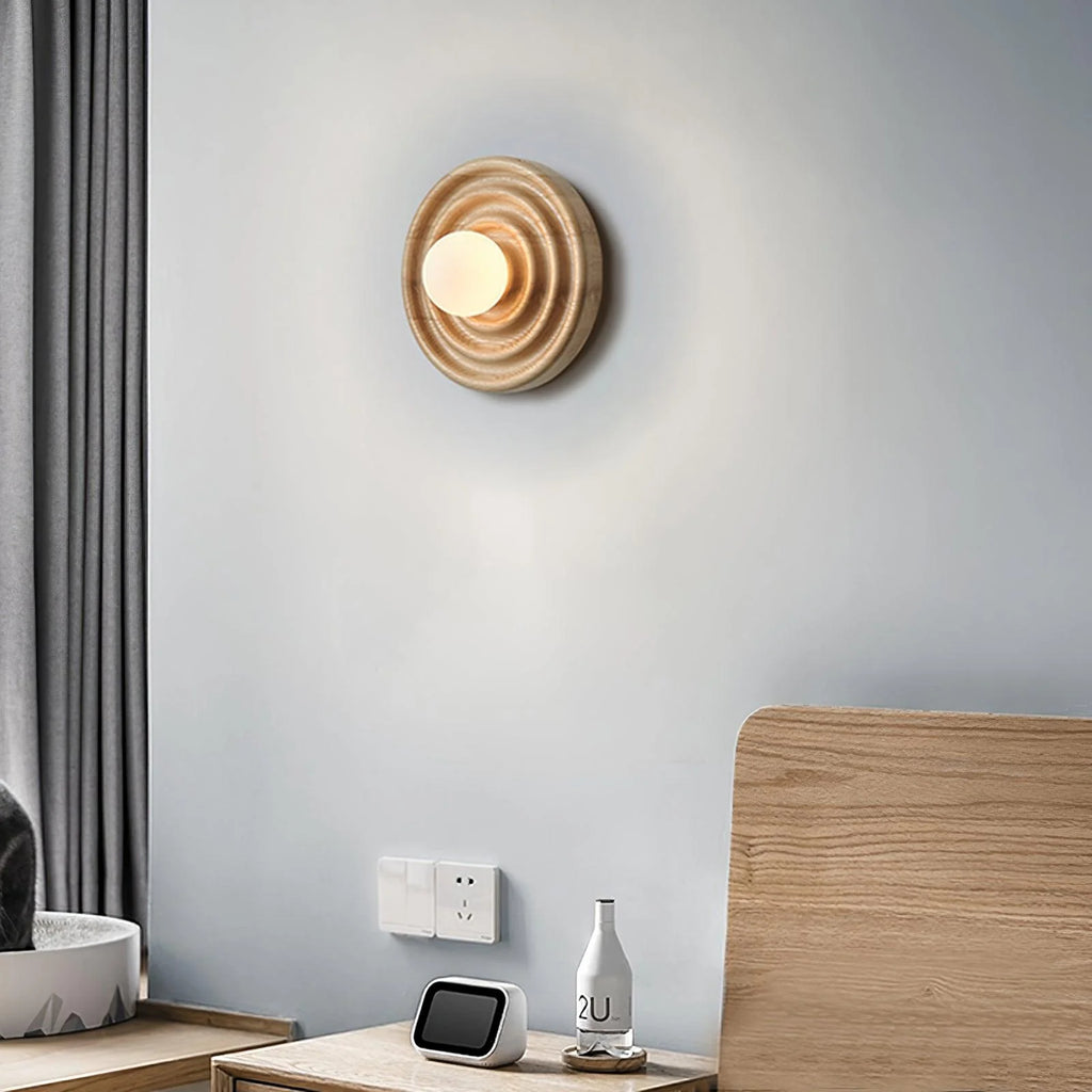 Wall Lamp | Ash Wood & Glass Globe | Dimmer Compatible
