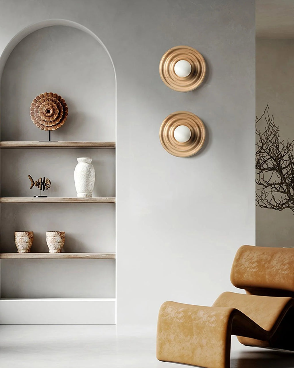 Wall Lamp | Ash Wood & Glass Globe | Dimmer Compatible