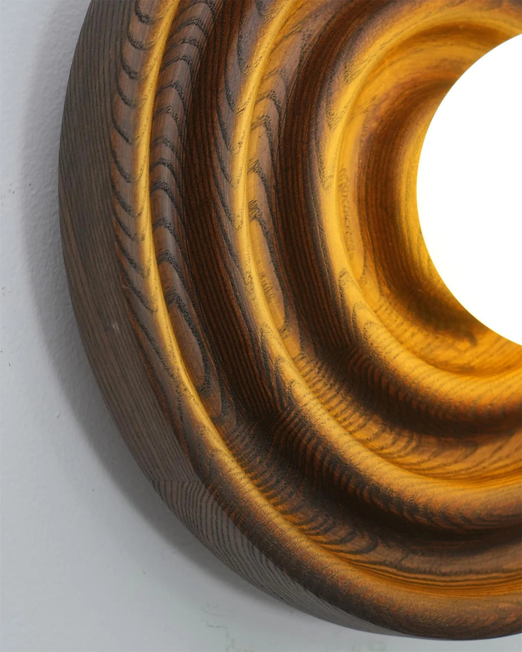 Wall Lamp | Ash Wood & Ripple Glass | 28 cm Diameter