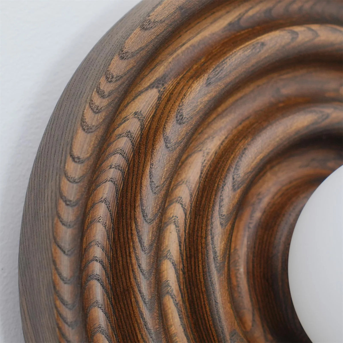 Wall Lamp | Ash Wood & Ripple Glass | 28 cm Diameter