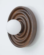 Wall Lamp | Ash Wood & Ripple Glass | 28 cm Diameter