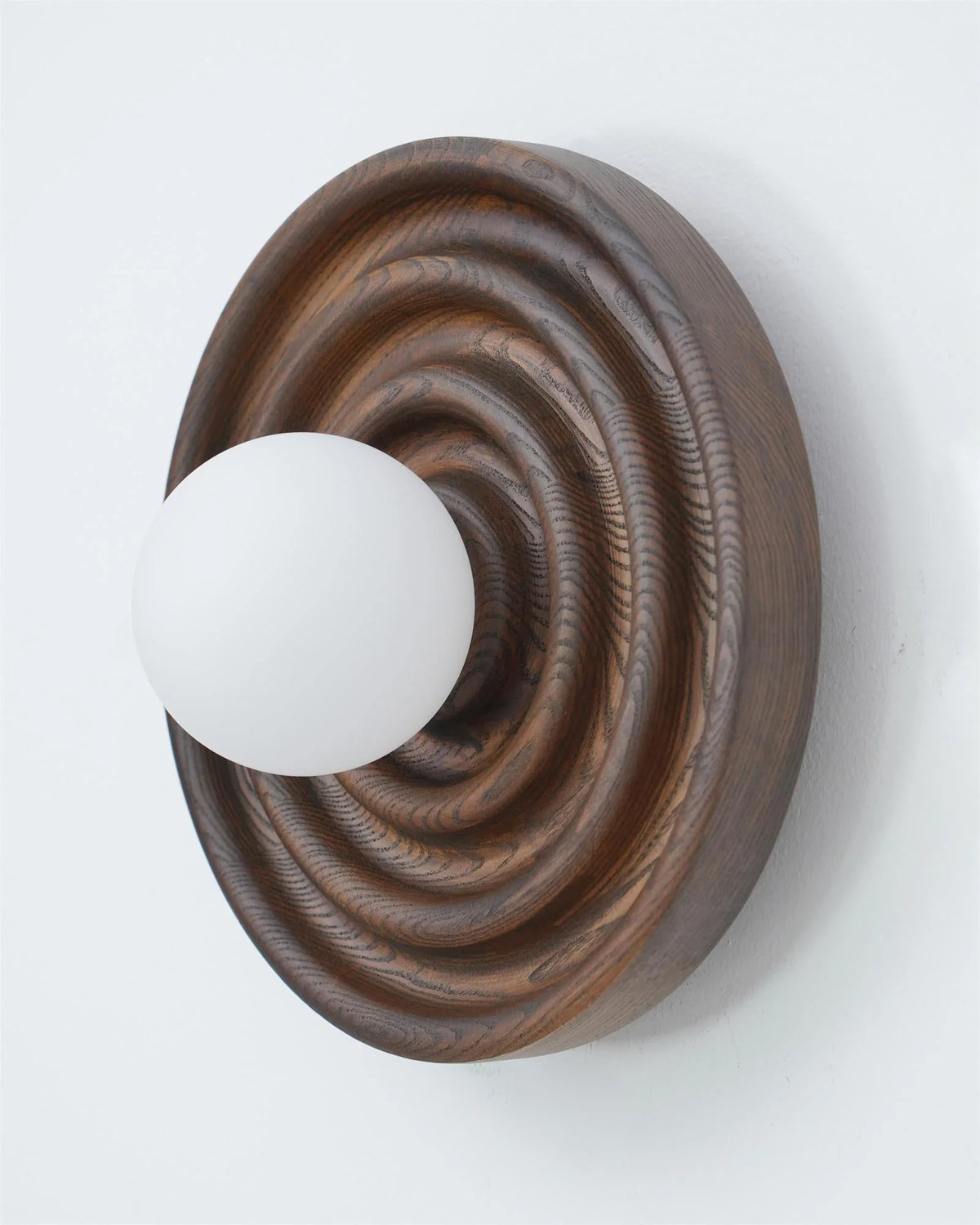Wall Lamp | Ash Wood & Ripple Glass | 28 cm Diameter