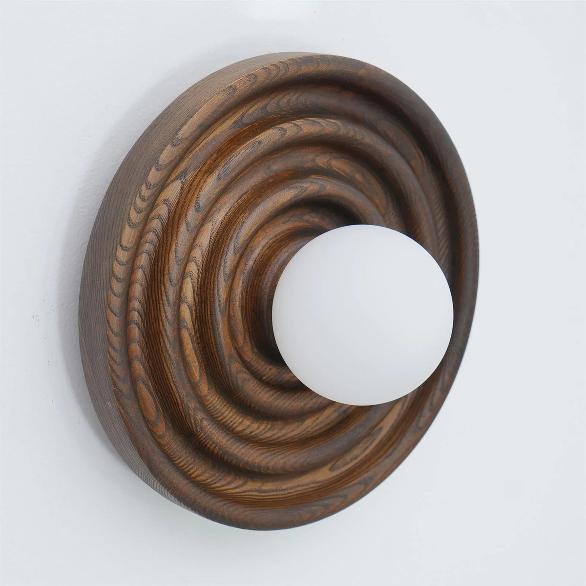 Wall Lamp | Ash Wood & Ripple Glass | 28 cm Diameter