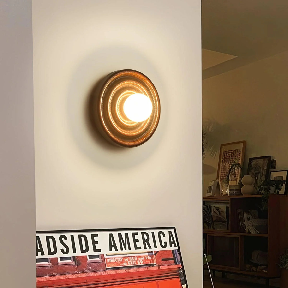 Wall Lamp | Ash Wood & Ripple Glass | 28 cm Diameter