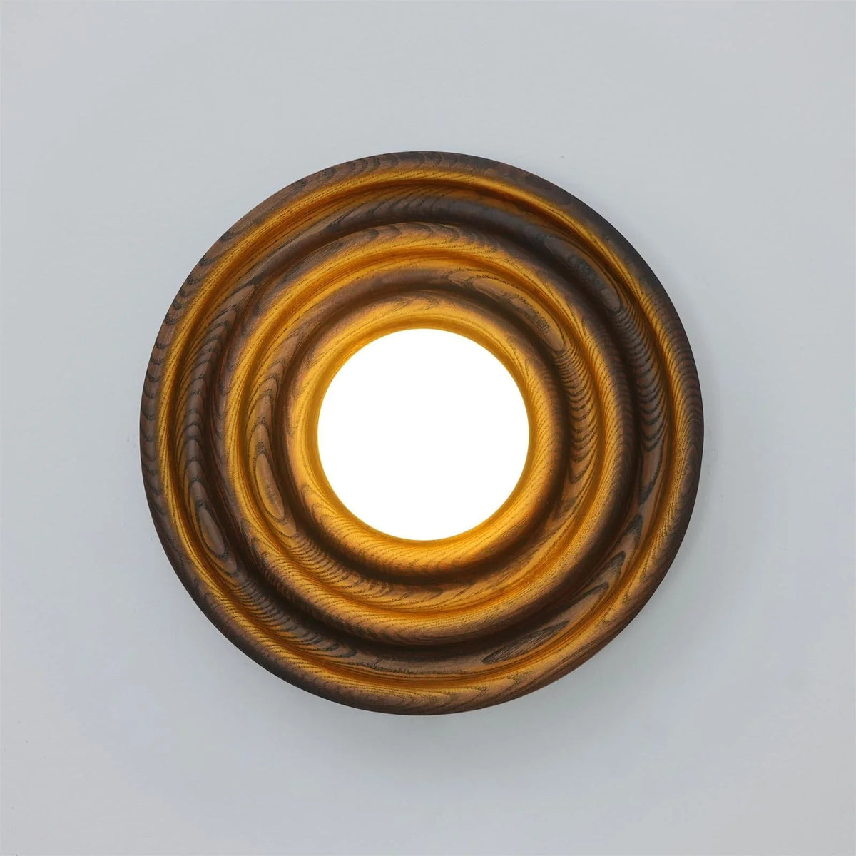 Wall Lamp | Ash Wood & Ripple Glass | 28 cm Diameter