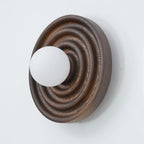 Wall Lamp | Ash Wood & Ripple Glass | 28 cm Diameter