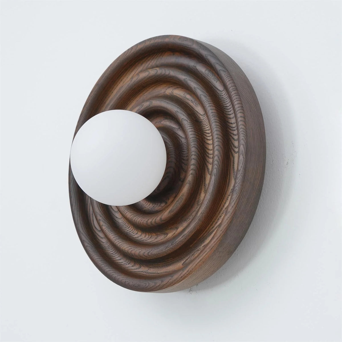 Wall Lamp | Ash Wood & Ripple Glass | 28 cm Diameter