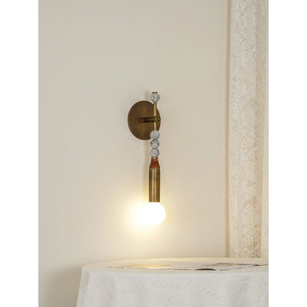Wall Lamp | Brass Body & Marble Accent | 48 cm Height