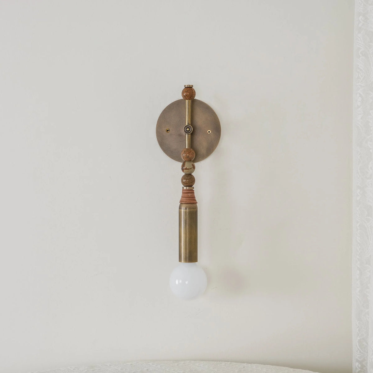 Wall Lamp | Brass Body & Marble Accent | 48 cm Height