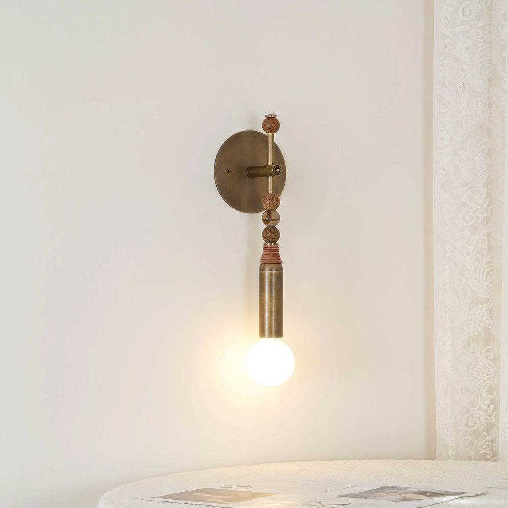 Wall Lamp | Brass Body & Marble Accent | 48 cm Height