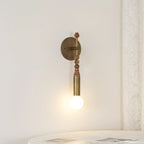 Wall Lamp | Brass Body & Marble Accent | 48 cm Height