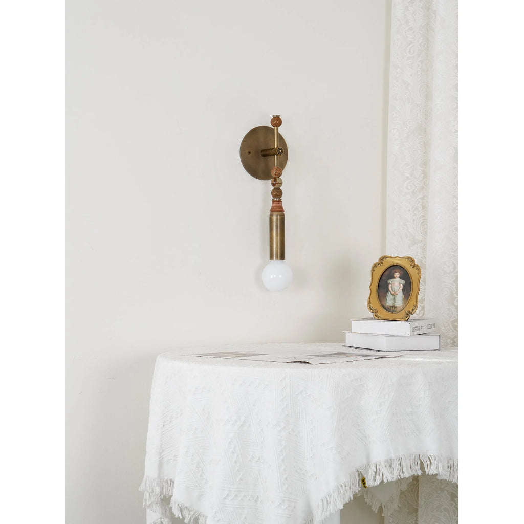 Wall Lamp | Brass Body & Marble Accent | 48 cm Height