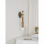 Wall Lamp | Brass Body & Marble Accent | 48 cm Height