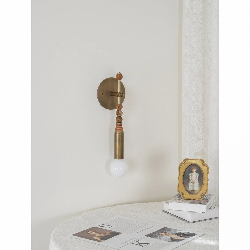 Wall Lamp | Brass Body & Marble Accent | 48 cm Height