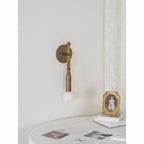 Wall Lamp | Brass Body & Marble Accent | 48 cm Height