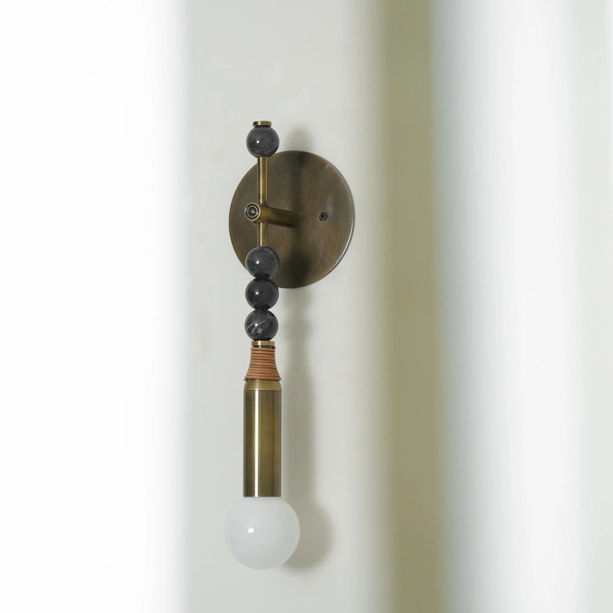Wall Lamp | Brass Body & Marble Accent | 48 cm Height