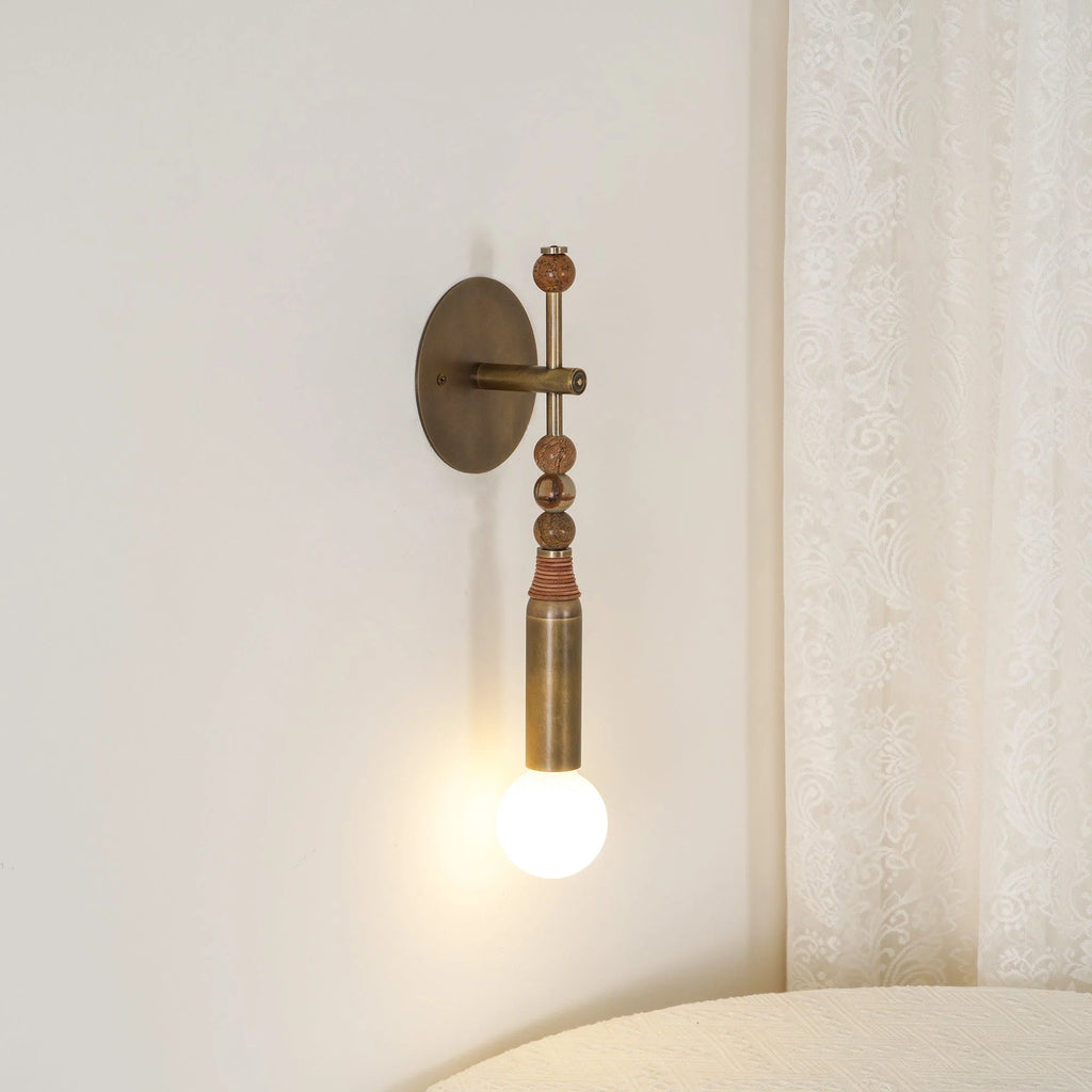 Wall Lamp | Brass Body & Marble Accent | 48 cm Height