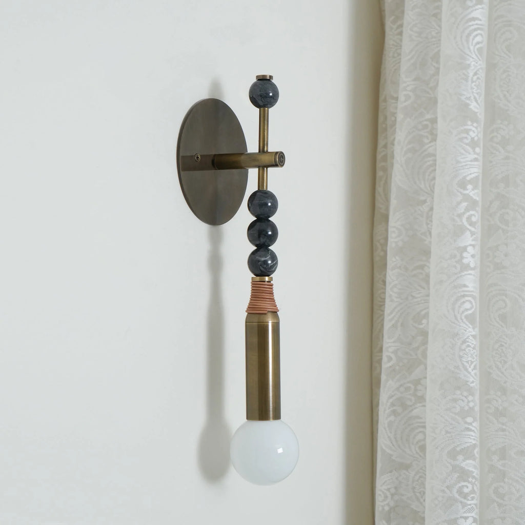 Wall Lamp | Brass Body & Marble Accent | 48 cm Height