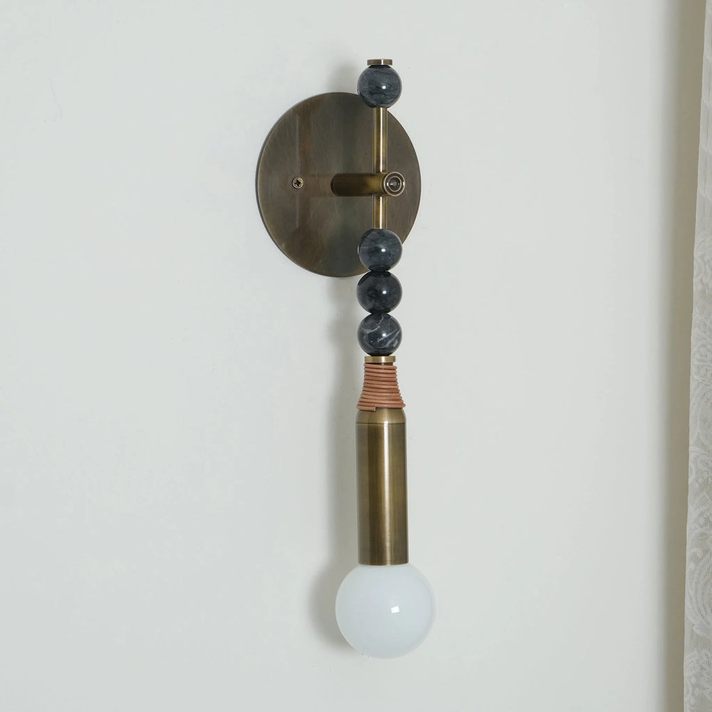 Wall Lamp | Brass Body & Marble Accent | 48 cm Height