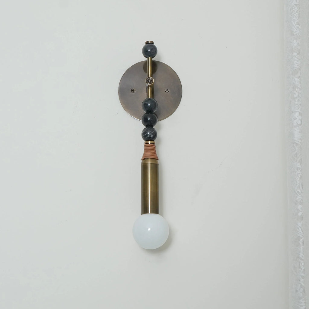 Wall Lamp | Brass Body & Marble Accent | 48 cm Height