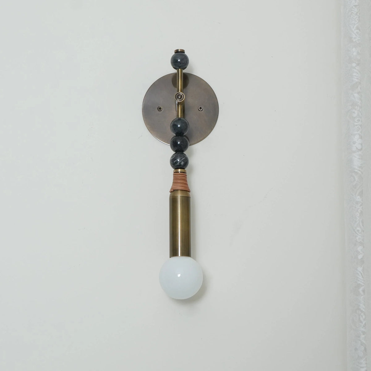 Wall Lamp | Brass Body & Marble Accent | 48 cm Height