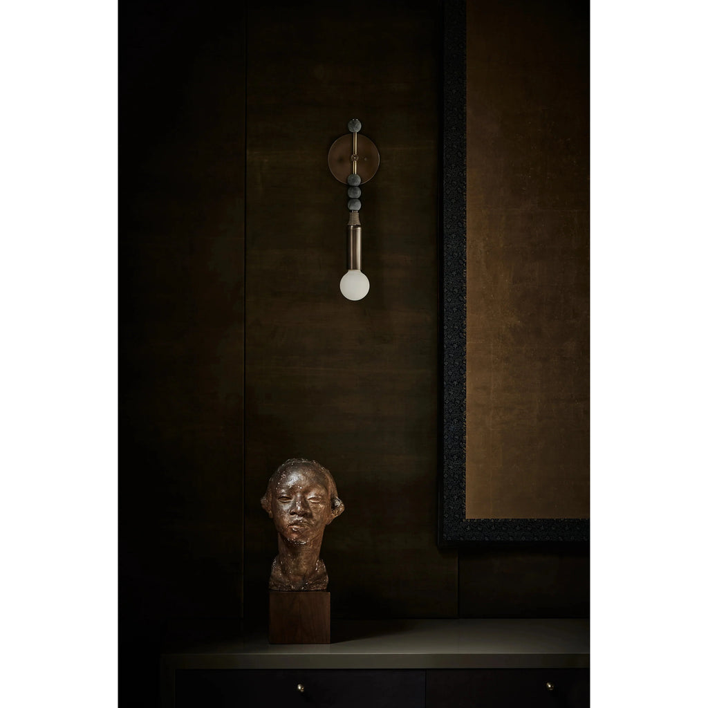 Wall Lamp | Brass Body & Marble Accent | 48 cm Height