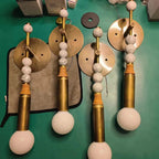 Wall Lamp | Brass Body & Marble Accent | 48 cm Height