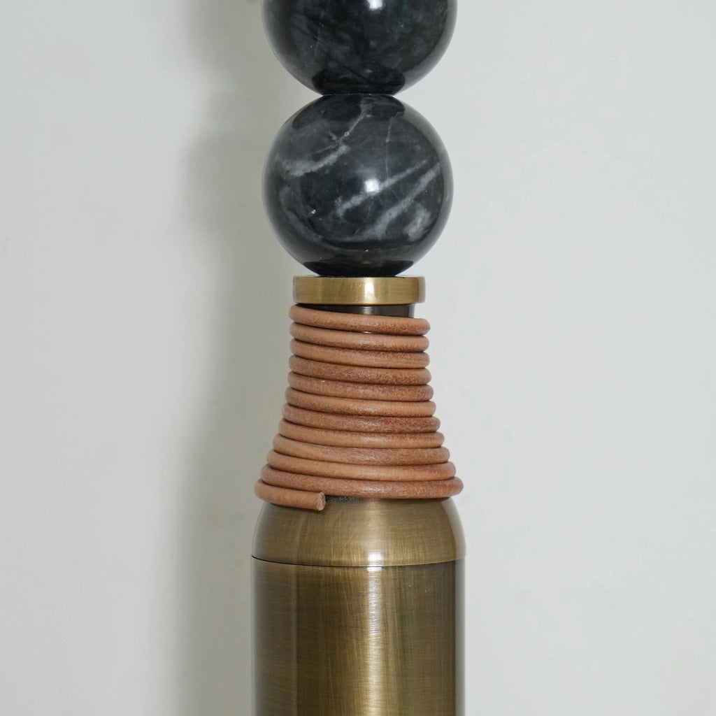 Wall Lamp | Brass Body & Marble Accent | 48 cm Height