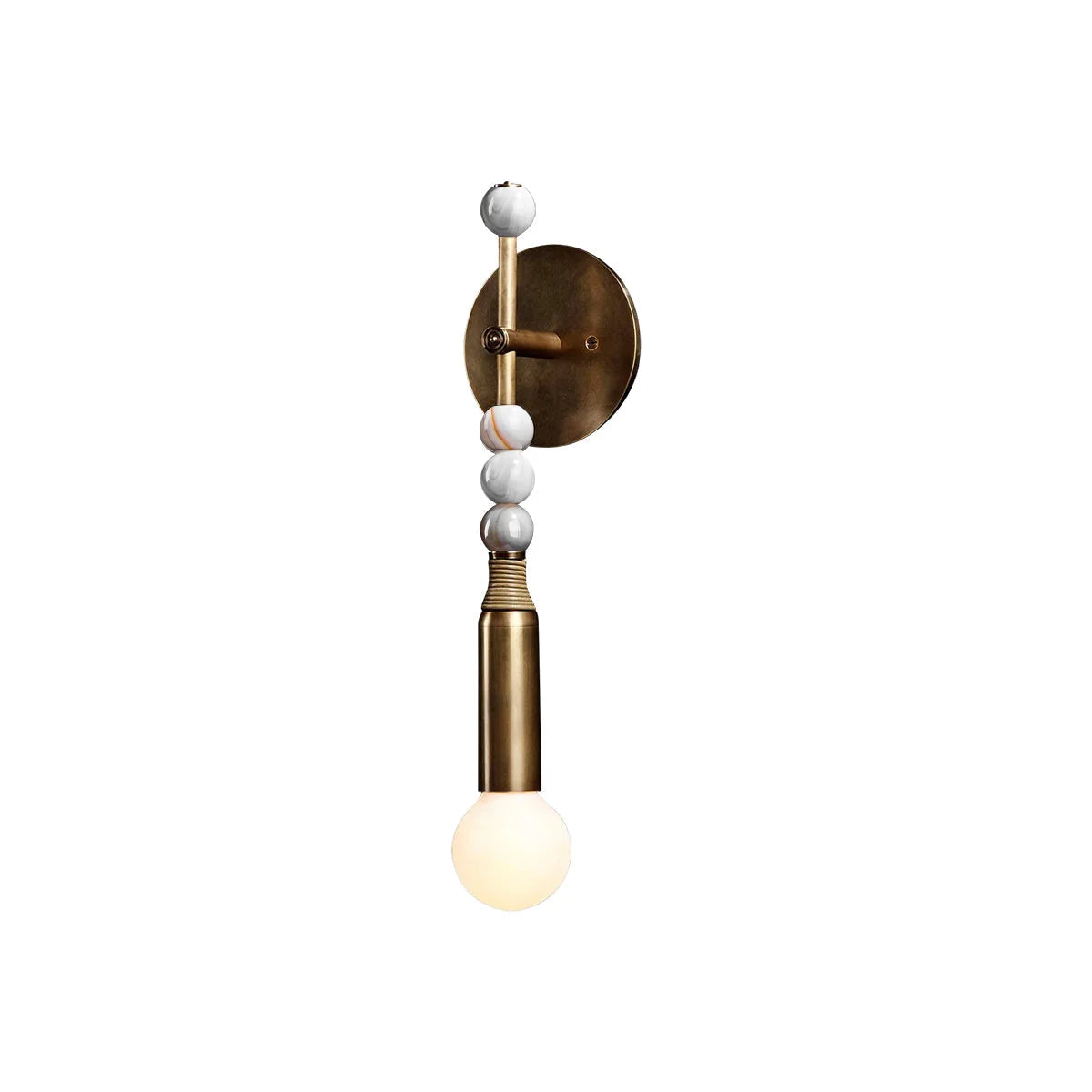 Wall Lamp | Brass Body & Marble Accent | 48 cm Height